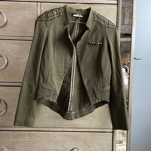 Army green biadeded ,distressed blazer, size S